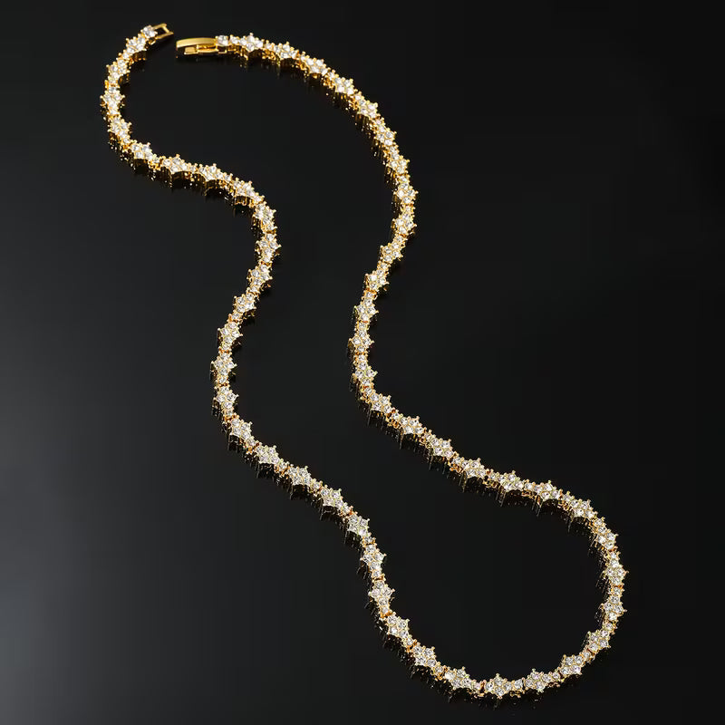 Classic Cluster Tennis Necklace | White Gold