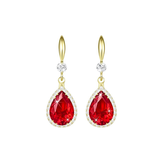 Ruby Teardrop Earrings | Gold