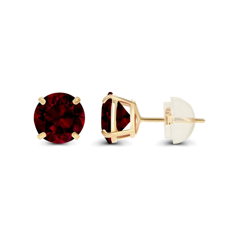 Ruby Round Stud Earrings | Gold