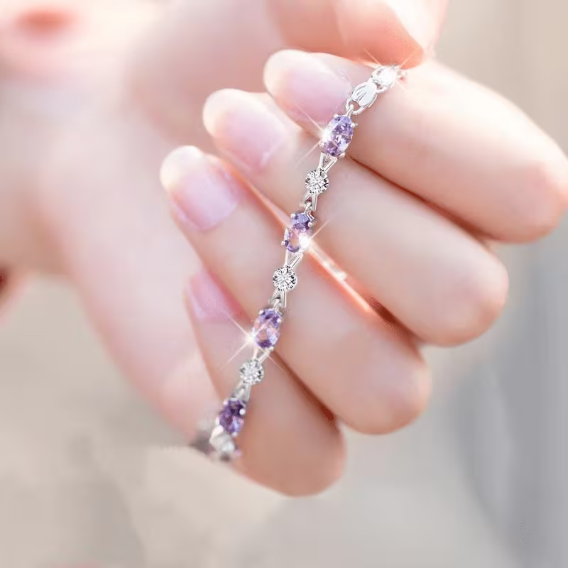 Amethyst Starlight Bracelet | White Gold