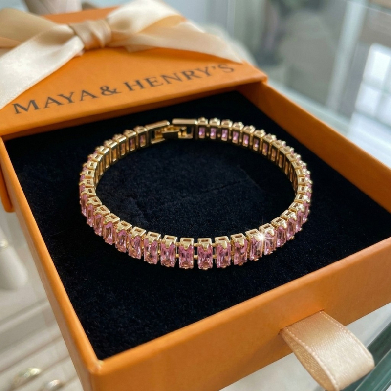 Pink Sapphire Vertéa Tennis Bracelet | Gold