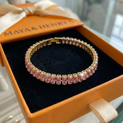 Pink Sapphire Vertéa Tennis Bracelet | Gold