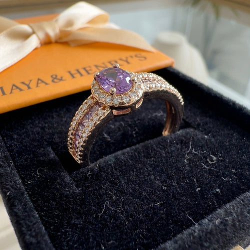 Odelia Violet Lumina Ring | Rose Gold