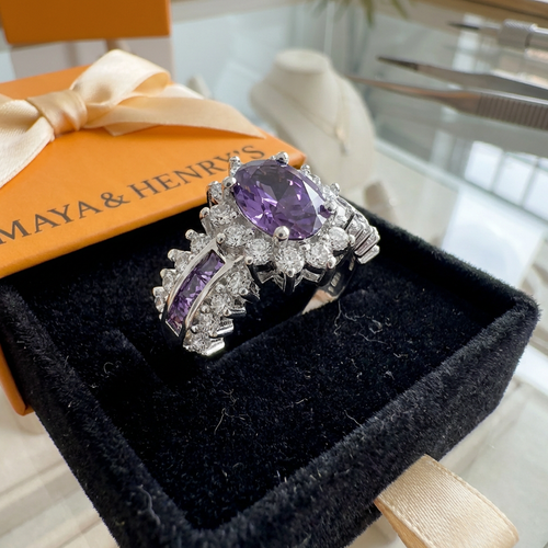 Amethyne Twilight Crown Ring | White Gold