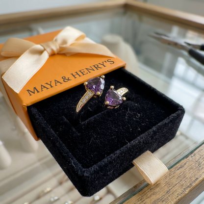 Noctira Violet Heartwrap Ring | Gold
