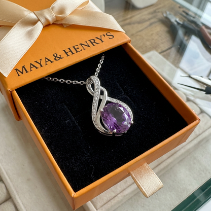 Amethyst Infinity Pave Necklace | White Gold