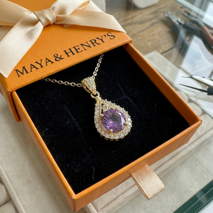 Lavena Halo Pendant Necklace | Gold
