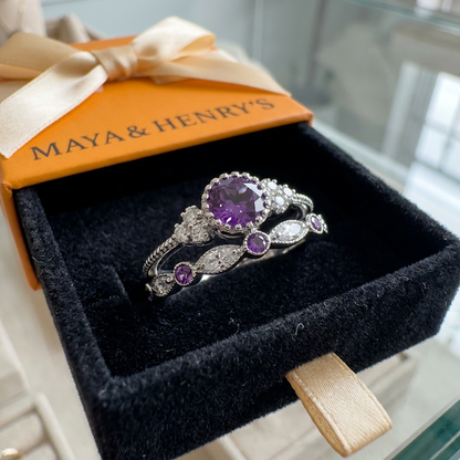 Violetis Crown Ring Set | White Gold