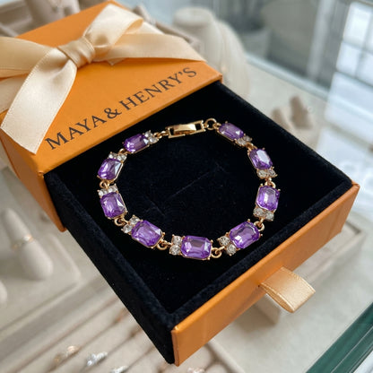 Valleria Amethyst Charm Bracelet | Gold
