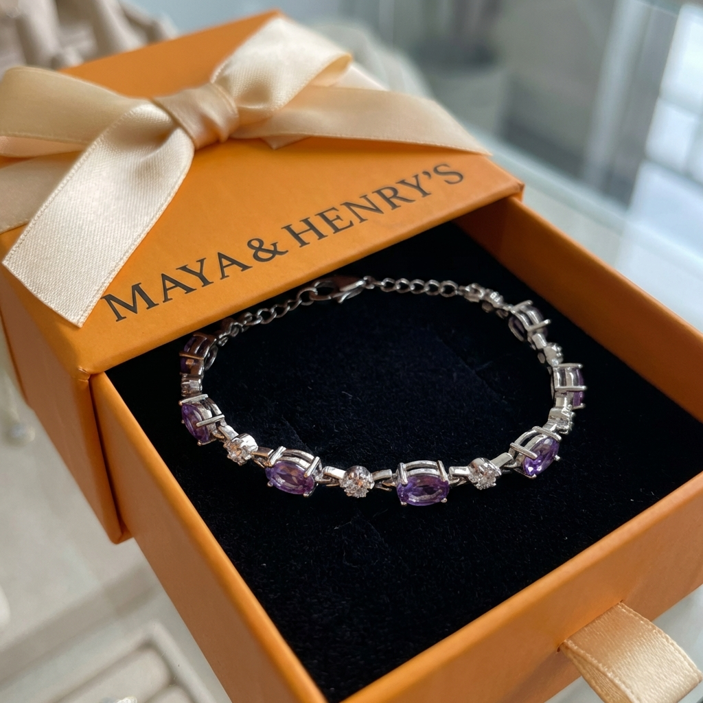 Amethyst Starlight Bracelet | White Gold