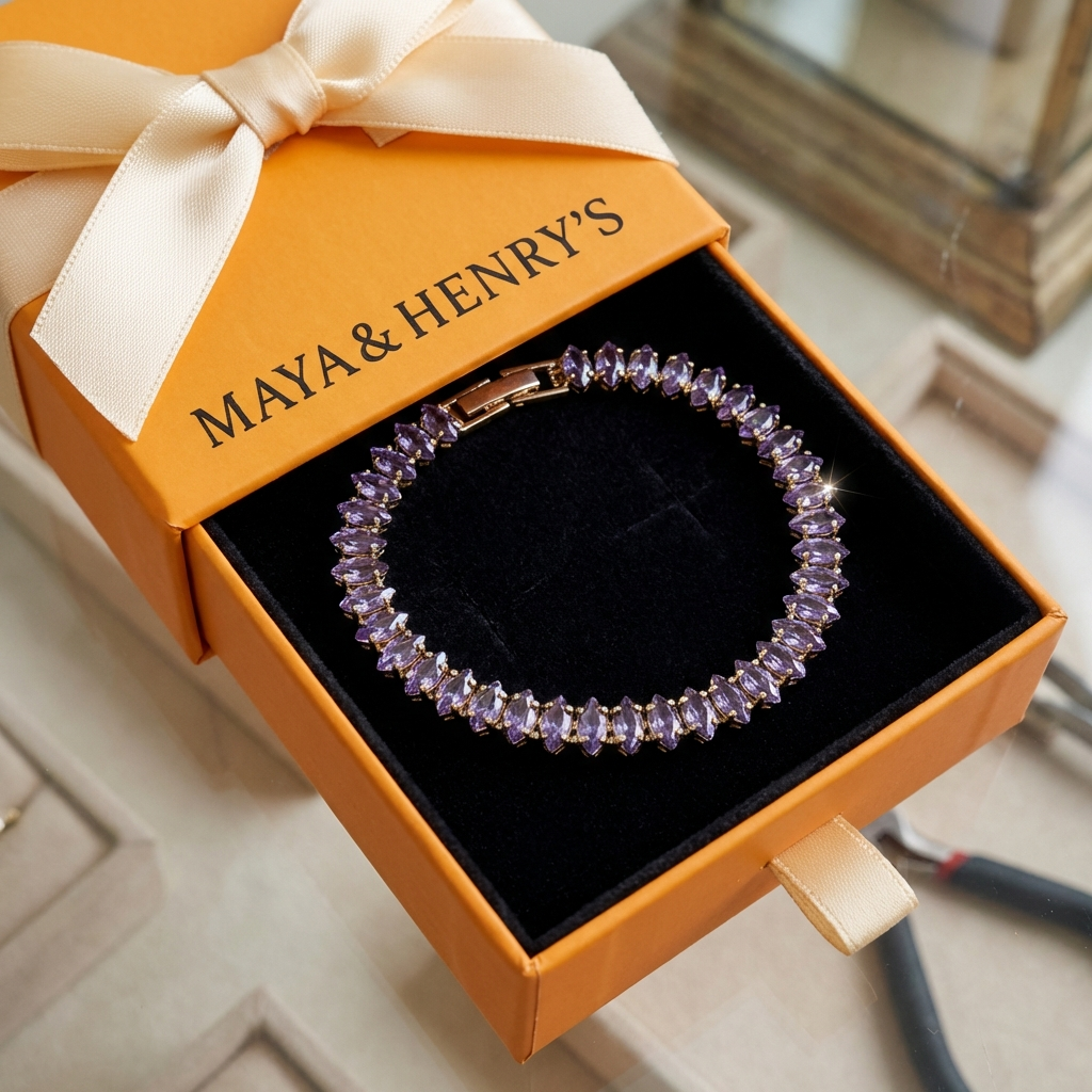 Amethyst Marquise Tennis Bracelet | Gold