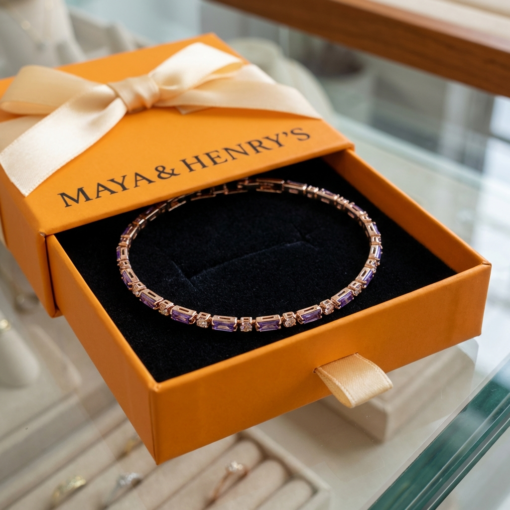 Amethyst Prism Tennis Bracelet | Rose Gold