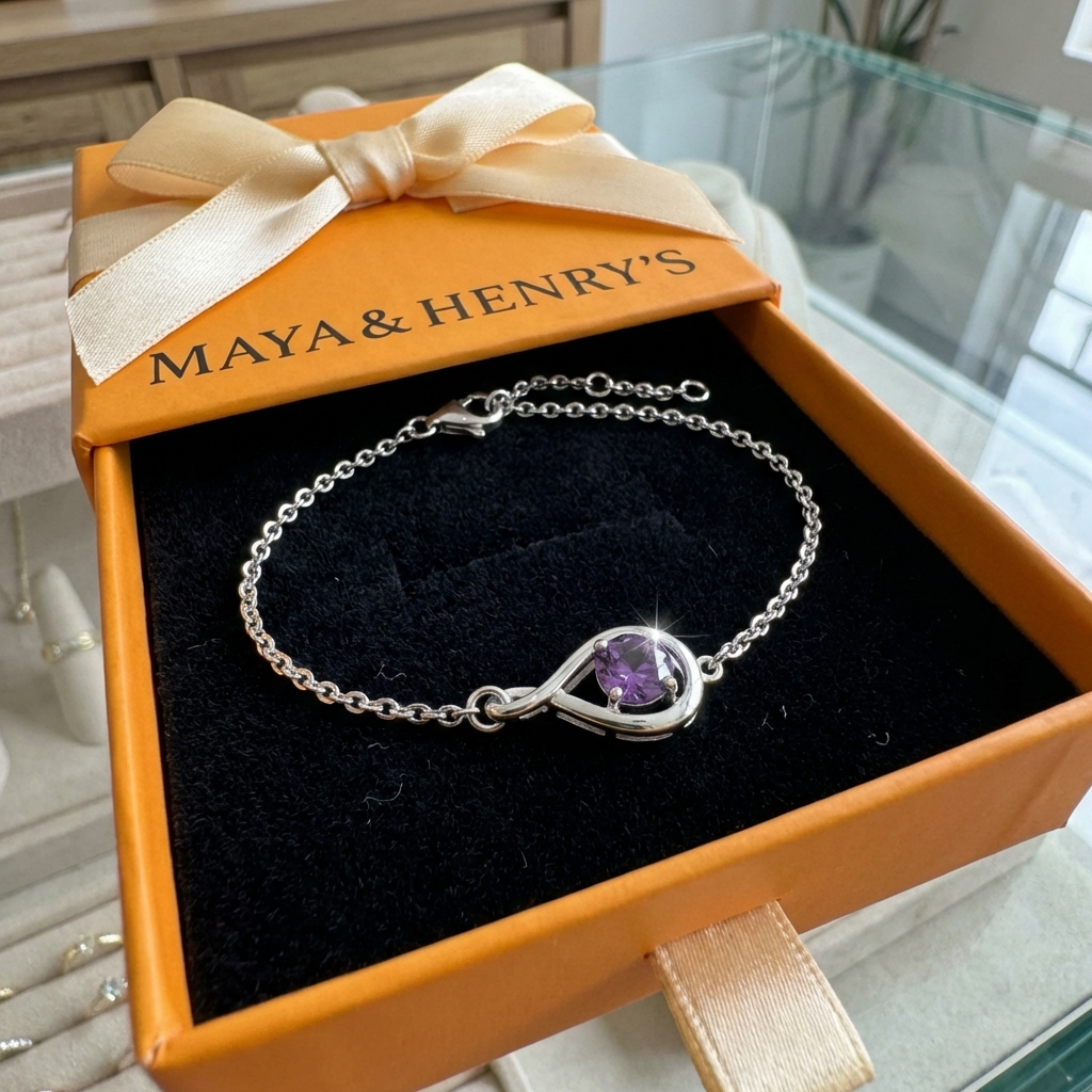 Amethyst Infinity Bracelet | White Gold
