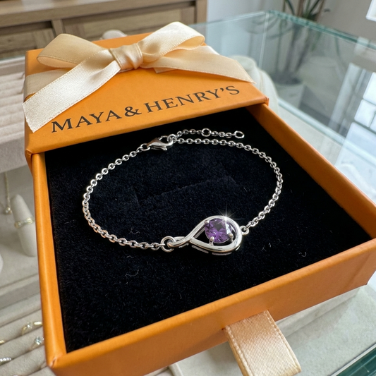 Amethyst Infinity Bracelet | White Gold