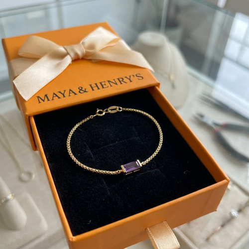 Minimalist Amethyst Bracelet | Gold