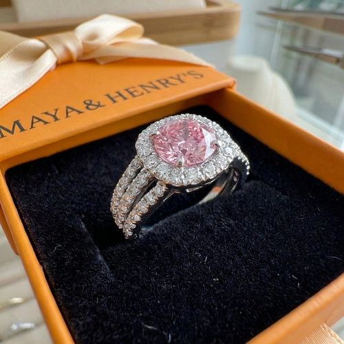 Blush Empress Halo Ring | White Gold