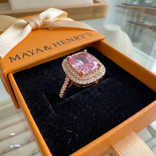 Cushion Pink Sapphire Ring | Rose Gold