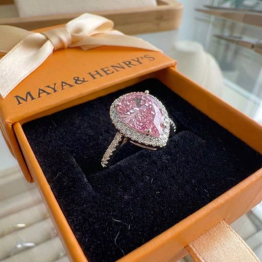 Teardrop Pink Sapphire Ring | White Gold