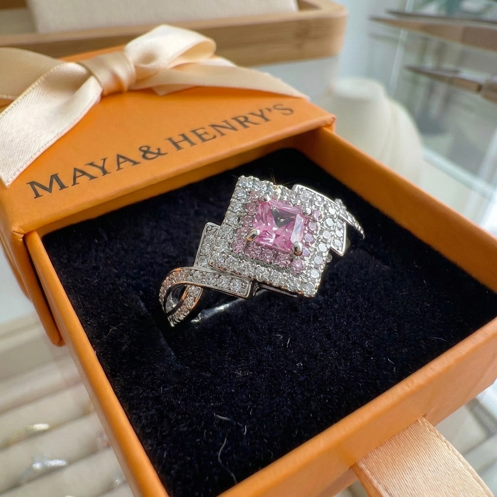 Couture Pave Square Ring | White Gold