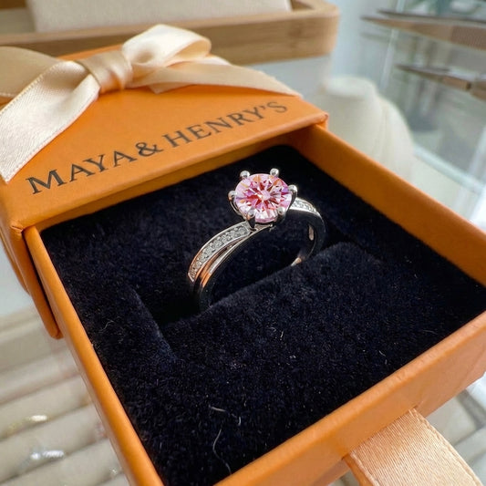 Moonlit Pink Contour Ring | White Gold