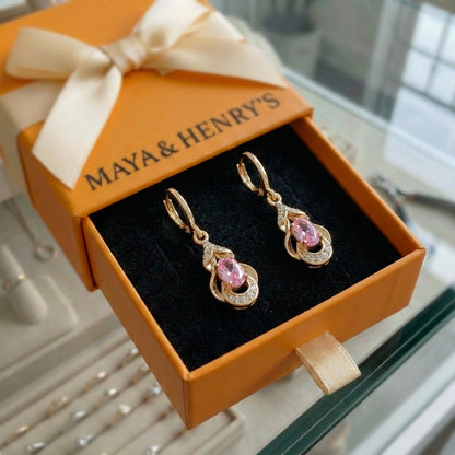 Moonlit Blush Teardrop Earrings | Rose Gold