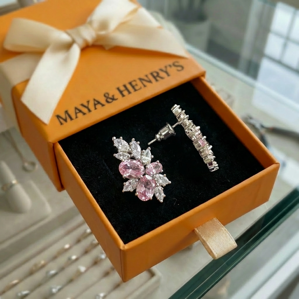 Lyra Blushbloom Earrings | White Gold