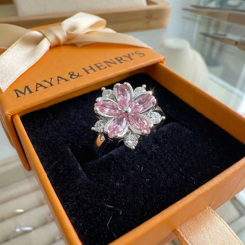 Cherry Blossom Ring | White Gold