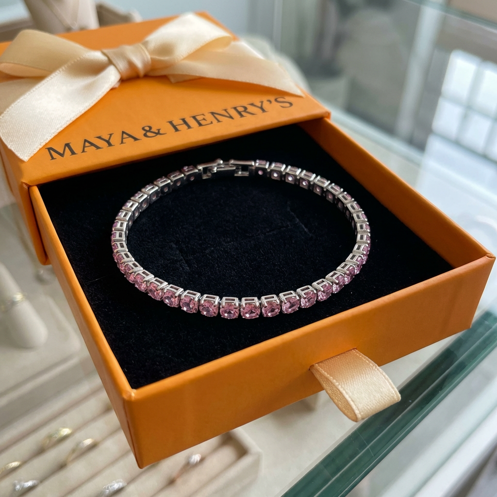 Pink Sapphire Tennis Bracelet | White Gold