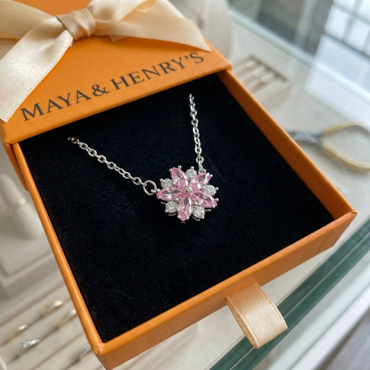 Cherry Blossom Necklace | White Gold