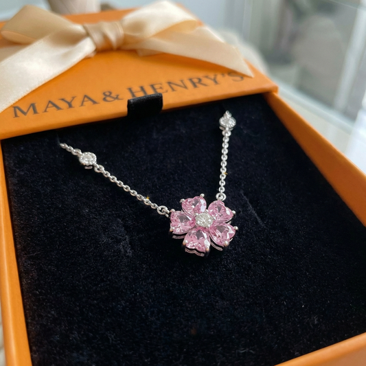 Petalglow Flower Pendant Necklace | White Gold