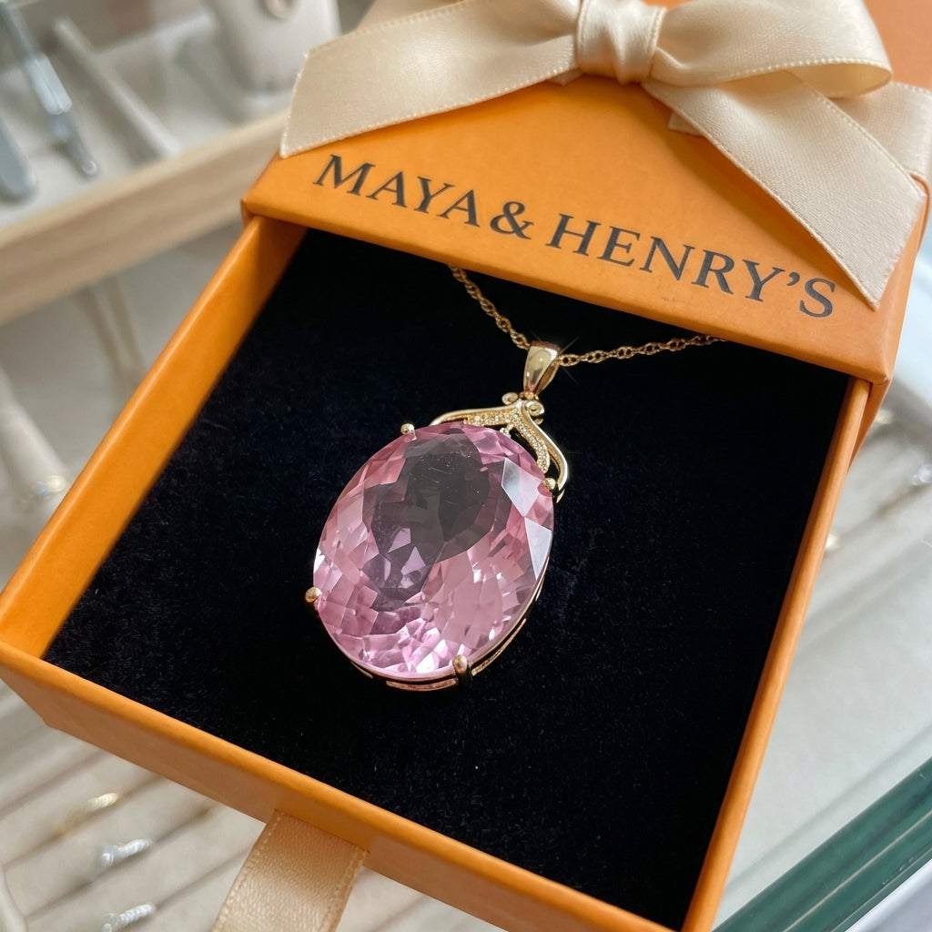 Pink Sapphire Imperial Oval Necklace | Gold