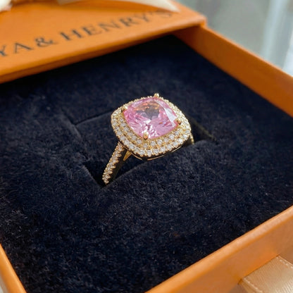 Cushion Pink Sapphire Ring | Gold