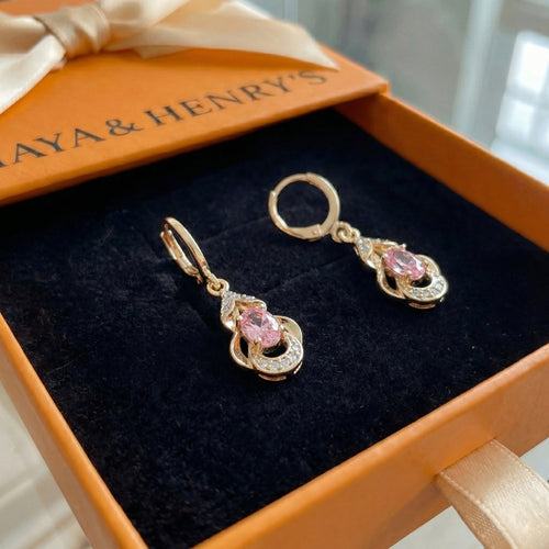 Moonlit Blush Teardrop Earrings | Rose Gold