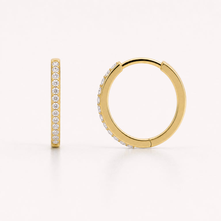 Pendientes Huggie Pave | Dorado