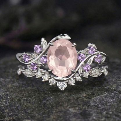 Miravelle Leafglow Ring Set | White Gold