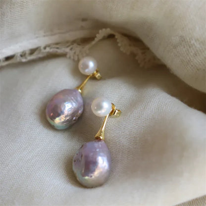Exquisite Lilac Pearl Earrings | Gold