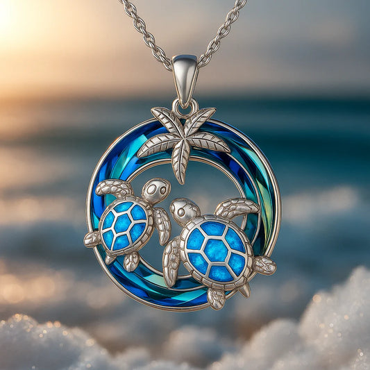 Tidebound Turtle Necklace | White Gold