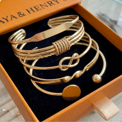 Knotted Elegance Bracelet Set | Gold