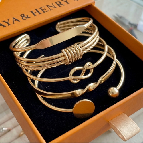 Knotted Elegance Bracelet Set | Gold