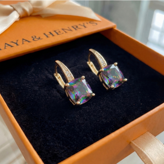 Mystic Stone Hoop Earrings | Gold