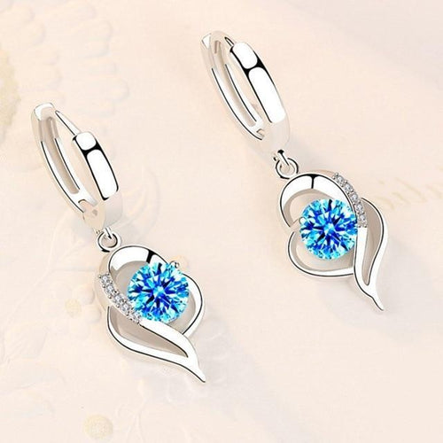 Sterling Silver and Zirconia Inlaid Floral Earrings | White Gold