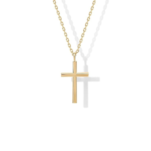 Bezel Cross Necklace | Gold