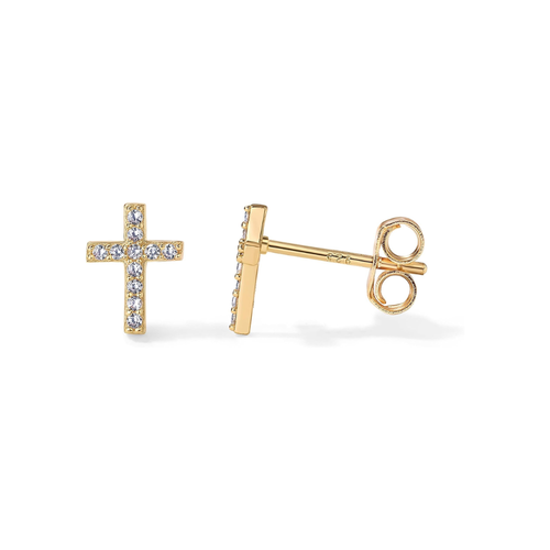 Paved Cross Studs | Gold