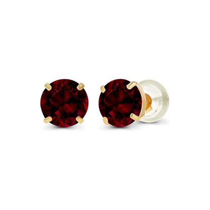 Ruby Round Stud Earrings | Gold