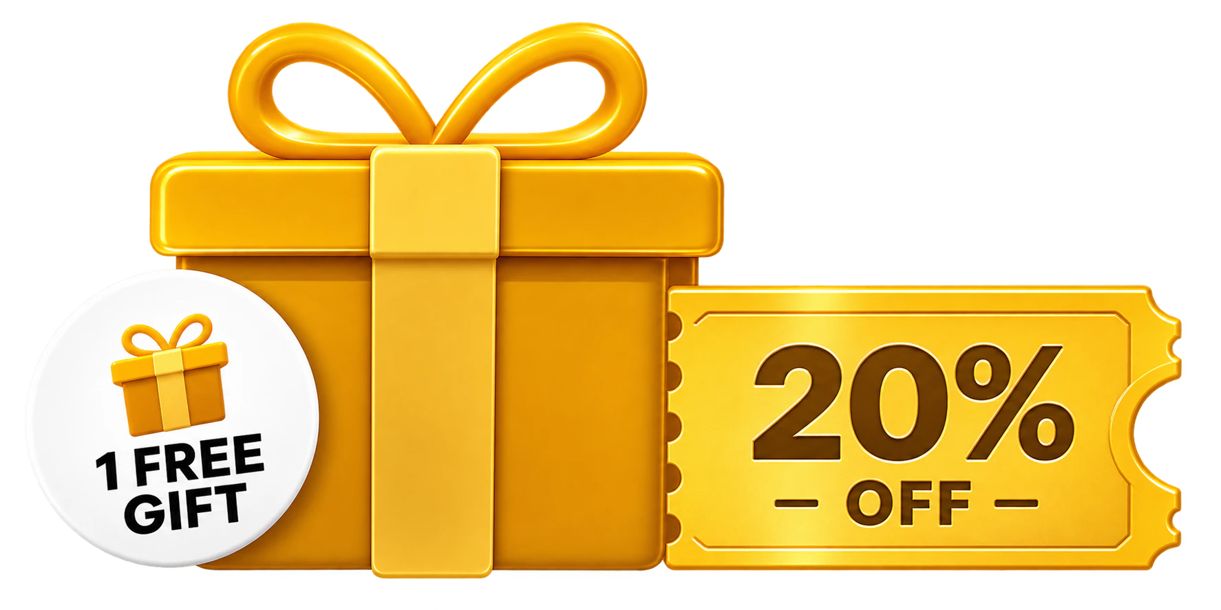 1 free gift and 20% off reward